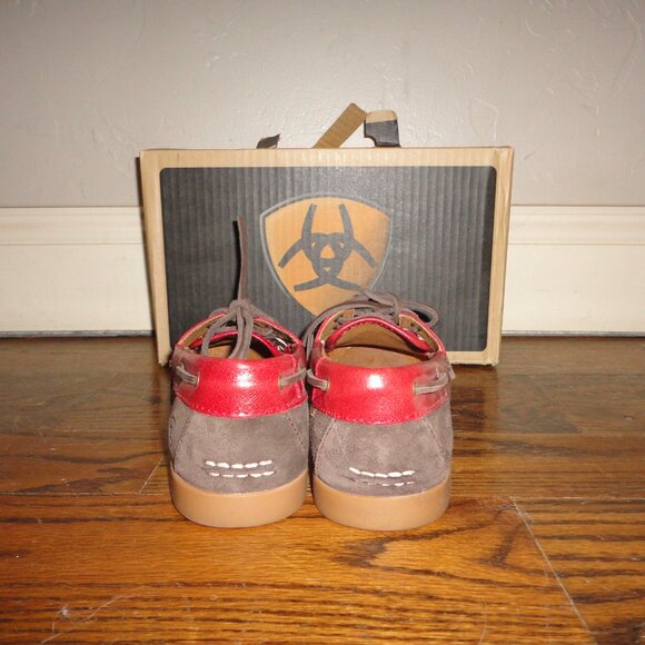 ARIAT Women's "Palisade" Cow Print Brown Suede Loafers with Box Size 8.5 - Picture 5 of 9